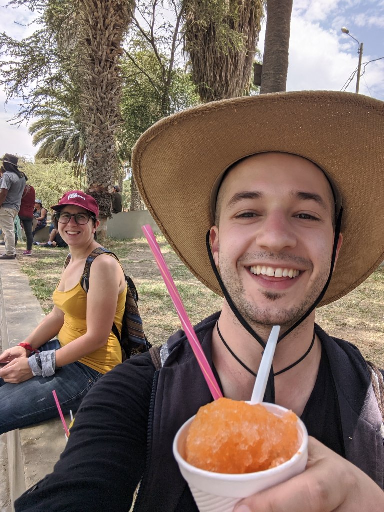 two people eat shaved ice